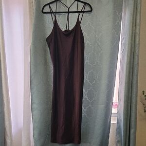 Elegant Vintange Eggplant Satin Maxi Slip Dress